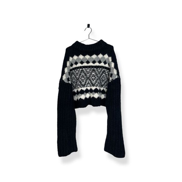 Free People Oversized Wool and Alpaca Fair Isle Turtleneck Sweater - Picture 8 of 13